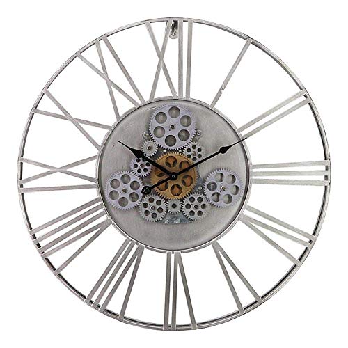 NUHSLF Classic Outdoor Garden Wall Clock, Large Gear Rolling Wall Clock Garden Clocks Outdoor Waterproof Iron Roman Numeral Clock Outside Clock Outdoor Wall Clock Indoor Outdo