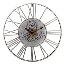 NUHSLF Classic Outdoor Garden Wall Clock, Large Gear Rolling Wall Clock Garden Clocks Outdoor Waterproof Iron Roman Numeral Clock Outside Clock Outdoor Wall Clock Indoor Outdo