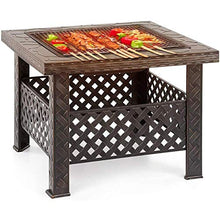 Outdoor Fire Pit with BBQ Grill Shelf Metal Garden Fireplace Patio Firepit Stove Brazier Outdoor Fireplace BBQ Grill Poker,Outdoor Fire Pits