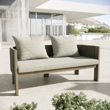 Salvora - Outdoor Beige Fabric & Grey Rope Loveseat