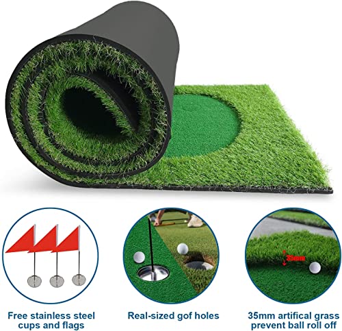 YUNIC Golf Putting Green Premium Nylon Training Mat Green