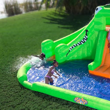 Blast Zone Crocodile Isle Inflatable Water Park with Dual Slides Green/Blue