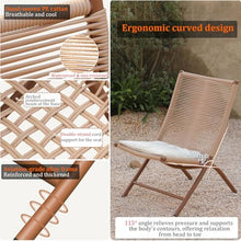 Labasuan 3-Piece Outdoor Bistro Set, Foldable PE Rattan Chairs with Cushions & Rolling Side Table, All-Weather Patio Furniture for Porch, Backyard, Garden, Indoor, Beige