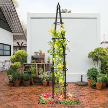 H Potter Tall Iron Obelisk Trellis 8 Ft – Outdoor Garden Obelisk for Climbing Plants, Black Powder Coated Metal, Architectural Yard Structure