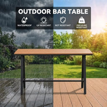 MISXEOE Outdoor Bar Table 47"-79", Wood Patio Bar Height Table High Counter Tables Rain/Sun Protection for Poolside Garden Balcony Restaurant Cafe, Indoor or Outdoor Use(Black 1,70.8"x15.7"x41.3")
