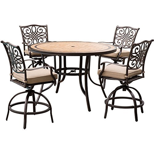 Hanover Monaco 5-Piece High-Dining Set Tan