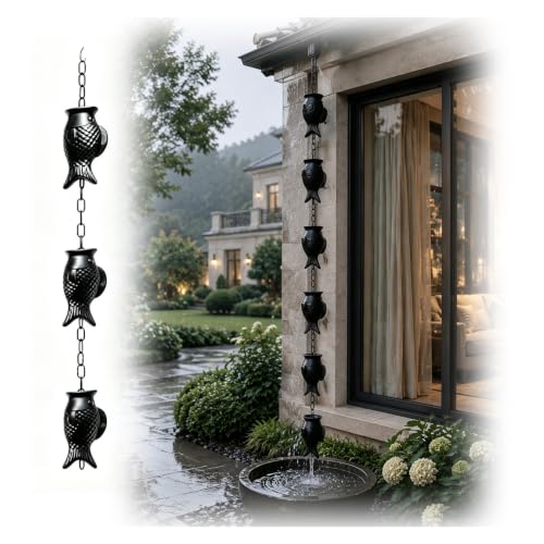 RNLFSP Custom Weather Resistant Rain Chain for Gutters, Fish Design