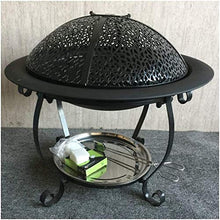 32Cm Diamete Fire Pit - Outdoor Fire Large Bonfire Wood Burning Patio Coal Grill Firepit for Outside Grill Charcoal Smokeless Grill with Spark Screen Poker and Fireplace Cover Black
