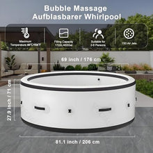 Inflatable Blow Up Hot Tub With LED Lights, 81.1" X 27.9" Round 455 Gallon Spa For 4–6 Users, Leak-Proof PVC Outdoor Model, 150 Air Jets & 3-Speed Surf Jets, Heating Pump Plus Thermal Insulated Cover