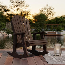 Wildridge Heritage Adirondack Rocking Chair, Tudor Brown - Outdoor Weather Resistant HDPE Rocking Chair for Patio, Deck, Fire Pit
