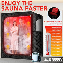 WQVOX Double Infrared Steam Sauna, Portable Infrared Sauna, Enlarged Size and Two 3L Steamers, Two Upgrade Chairs, Infrared Sauna Room with 660 & 850nm Red Light Therapy, 72 "x 50" x 36 ", Black