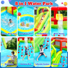 WELLFUNTIME Large Inflatable Water Slide Park with Air Blower