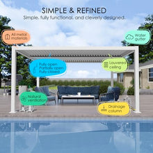 Kozyard Outdoor Louvered Pergola with Adjustable Roof White 12' x 14'
