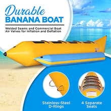 SereneLife Inflatable Floating Banana Boat Towable Tube Yellow