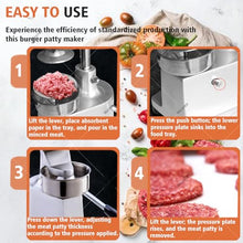 Nicvrea Burger Maker Machine,Commercial Hamburger Press Patty Maker, 100mm/130mm/150mm Stainless Steel Heavy Duty Grill Burger Press Patty Meat Tool with 500 Pcs Patty Papers 3size