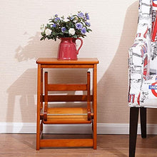 GAAHRQQQ Foldable Step Stool 2 Tier Step Stool Folding Solid Wood Flower Stand Household Ladder Chair Bench Seat Multifunction Indoor Indoor Outdoor Flower Stand Plant Stand