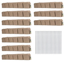 Beuta Landscape Edging | Garden Edging Border | Polyrock Blocks for Lawn Edging, Flower Beds & Yard Edging – 10 Pack | Each Section Has 6 Blocks 48" L x 4" W x 6.5" H | 20 Spikes | Sandstone