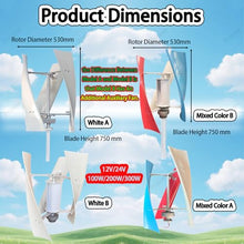 Pnpaea Wind Turbine Kit Household Generator Vertical Axis Permanent Magnetic Levitation Generator with MPPT Controller Easy to Install Wind Generator MixedColorsA-100W
