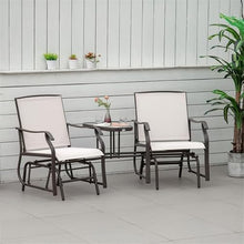 XITPEYEZY Outdoor Double Glider Chair Set with Side Table, Beige