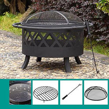 Wood Burning Fire Pit Outdoor Fire Pit BBQ Grill Firepit Bowl Garden Fire Pit Outdoor Heaters 2 in 1 Fireplace for Bonfire Barbecue in The Wild for Camping