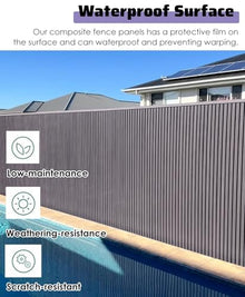 ENHEN Silver Grey Fence Panels Post Outdoor 6ft, Semi-Open Heavy Duty Yard Deck Railing Privacy Partition Decor, Low Maintenance Waterproof Wall Panels(518.4cmx183cm/17ftx6ft)