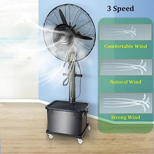 DFEDHF 90° Oscillating Misting Fan with 11 Gallon Tank Outdoor Fan Industrial Fans 26/30 Inch Black Pedestal Fan for Patios Outdoor Cooling Fan Misters, 320W/26in
