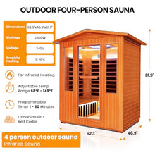 Sauna Outdoor 4 Person Far Infrared Saunas Dry Sauna Room Red Cedar Wood