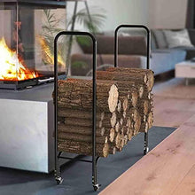 Katzowen Outdoor Indoor Metal Firewood Stand Brackets with 4 Wheels