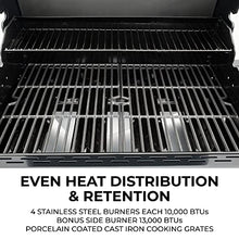 Kenmore 4-Burner Gas Grill with Side Burner, Outdoor BBQ Grill, Propane Gas Grill, Cast Iron Cooking Grates, Electronic Ignition, Warming Rack, Open Cart Design, 53000 BTUs, Stainless Steel and Black