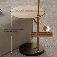 ZHONGCHENGWU Floor Lamp Marble & Wood LED Arc Floor Lamp with Nightstand for Bedroom Living Room(Large)