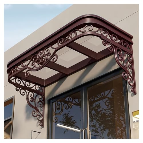 Awnings for Doors, Outdoor Door Window Awning Canopy, with PC Panel, Patio Front Overhang Protection Shelter for Entrances, Porches(Brown,80x40x40cm)