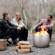 GarveeLife 27 in Smokeless Fire Pit with Air Switch, Wood Burning Portable Stainless Steel Outdoor Firepit with Fixed Stand & Stove Hook, Ash Pan, for Camping Backyard Patio Picnic, H: 20 in, 33 LBS