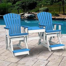 American Furniture Classics OS Home and Office Model 516BW-K Double Balcony Height Glider with Center Table in Blue and White