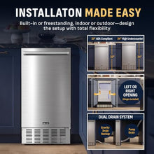 Newair 18” Under Counter Ice Maker, Built-in or Freestanding, 100lbs/ Day