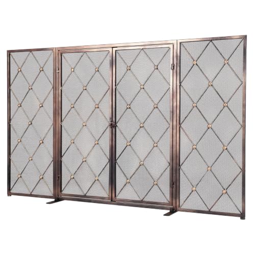 generic 32inch Freestanding Folding Spark Guard with Doors Wrought Iron
