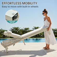 SANDAZE Outdoor Lounge Chairs Set of 4 with 2" Thick Cushion & Pillow, 5-Position Reclining Backrest, Aluminum Pool Chaise Lounge with Wheels, 350lbs Capacity, White Patio Lounger for Backyard Deck