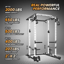 TROPOW 2000lbs Multi-Function Power Cage with J-Hooks and Dip Handles, Black/White