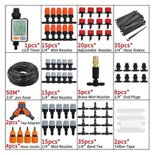 Garden Supplies 5M-30M Garden Irrigation Outdoor Misting Cooling System Watering 1/4'' Brass Atomizer Nozzles 4/7mm Hose Patio Nozzle(KIT003-50M-B)
