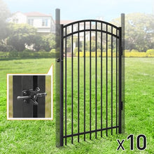 Fencer Wire Heavy Duty Arched Decorative Fence Gate, 6FT Height x 4FT Width Outdoor Fence Gate, Outdoor Anti-Rust Metal Steel Gate for Fencing Garden Barrier, with Gate Lock, Pack of 10