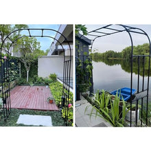UMJIGF Garden Arch Trellis for Climbing Plants, Rust-Proof Metal Arbor, Galvanized Steel Frame, Wedding Backdrop Stand for Outdoor Ceremony,Black-3.2x0.4x2.4m