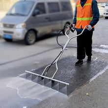 45 inch Surface Cleaner Water Broom, Dual Handle Stainless Steel Pressure Washer Attachment with 7 Nozzles, Concrete Driveway Power Broom Sweeper