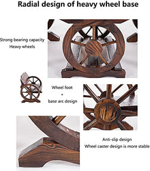 icVantA Patio Bench Outdoor Bench Park Bench Furniture Outdoor Retro Solid Wood Table and Chairs Wooden Wheel Design Outdoor Patio Furniture Single Seat with,Three-Piece Suit