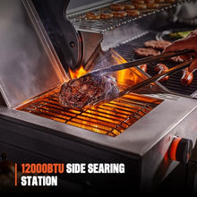 Monument Grills 6+1 Burner Smart Tech Propane Gas Grill with Cover and Rotisserie Kit, Denali 605Pro Stainless Steel Grill 78,000 BTU Outdoor Patio Barbecue Grill with Side Sear Burner, Knob Control