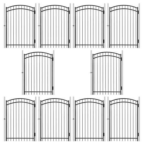 Fencer Wire Heavy Duty Arched Decorative Fence Gate, 6FT Height x 4FT Width Outdoor Fence Gate, Outdoor Anti-Rust Metal Steel Gate for Fencing Garden Barrier, with Gate Lock, Pack of 10