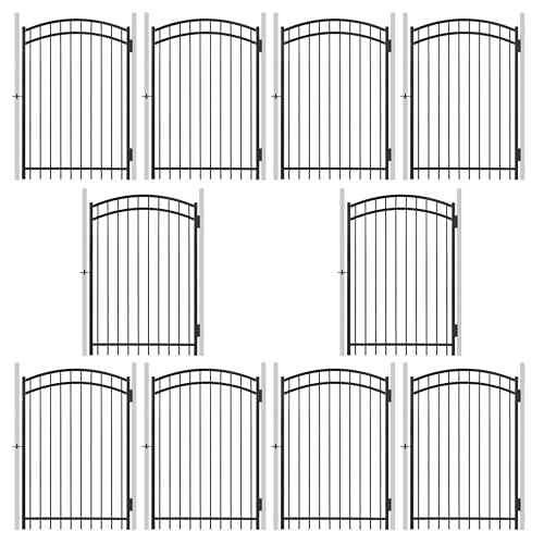 Fencer Wire Heavy Duty Arched Decorative Fence Gate, 6FT Height x 4FT Width Outdoor Fence Gate, Outdoor Anti-Rust Metal Steel Gate for Fencing Garden Barrier, with Gate Lock, Pack of 10