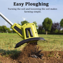 Vdniduir Electric Garden Tiller, Cordless Cultivator,Soil Rototiller, 10.5cm Width/25cm Depth,for Small Farms, Gardens