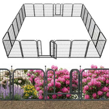 Dogelsy Decorative Garden Metal Fence 54ft (L)×40in (H) with 21 Panels 3 Gate Outdoor, No Dig Rustproof Wire, Animal Barrier Fencing for Outdoor Yard Patio Flower Bed,（Black-Silver）