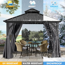 ABCCANOPY Hardtop Gazebo 8x8 Outdoor Metal Pavilion with Netting and Curtain Gray