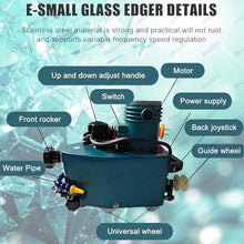 850W Electric Small Glass Edging Machine, Portable Small Glass Edger, Speed 8000r/Min, Variable Speed, Grinding Speed: 1-3 M/Min, With 8 Diamond Wheels & 2 Polishing Wheels for Stone Tile Blue