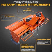 3 Point Rotary Tiller Attachment, Fits Cat 1 Tractors